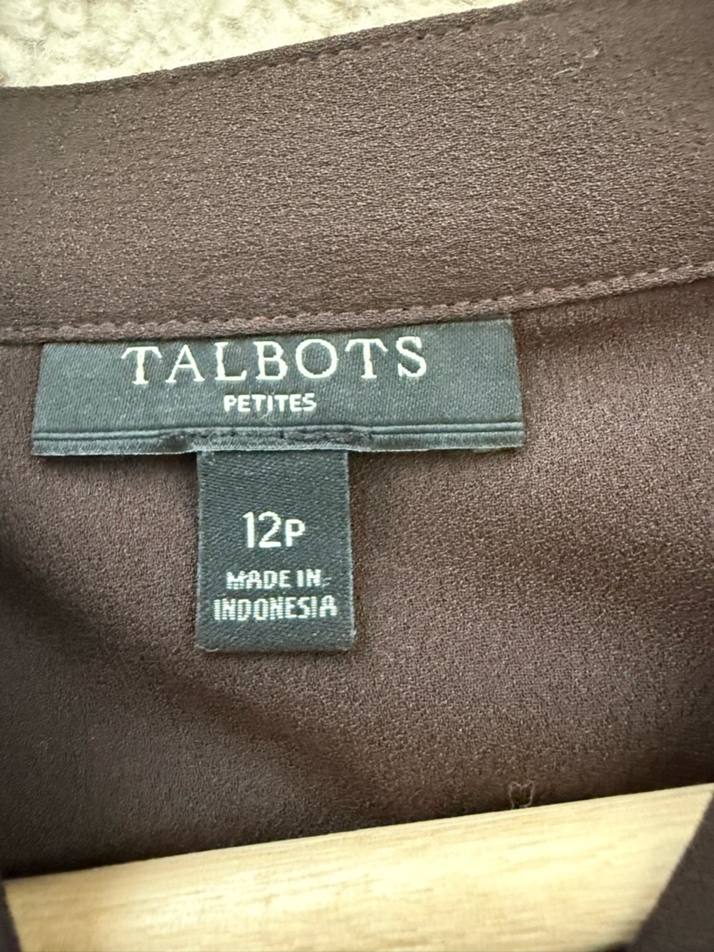 Talbots Brown Ruffle-Front Long-Sleeve Blouse - Picture 4 of 5